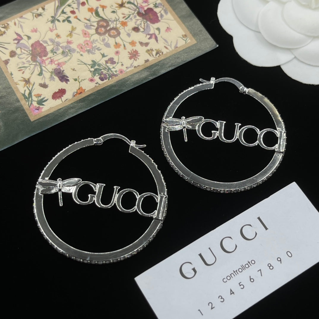 New Round Letter Cutout Earrings