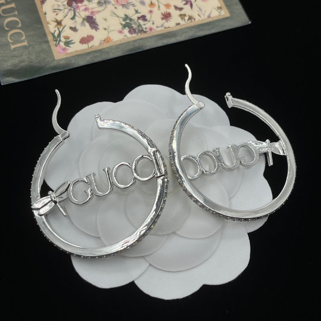 New Round Letter Cutout Earrings