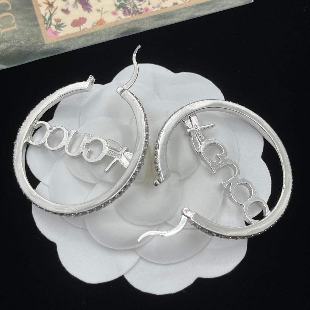 New Round Letter Cutout Earrings