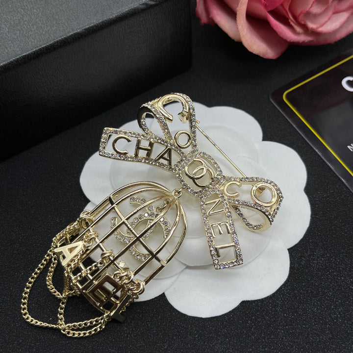 Luxury CC Bow Tassel Brooch