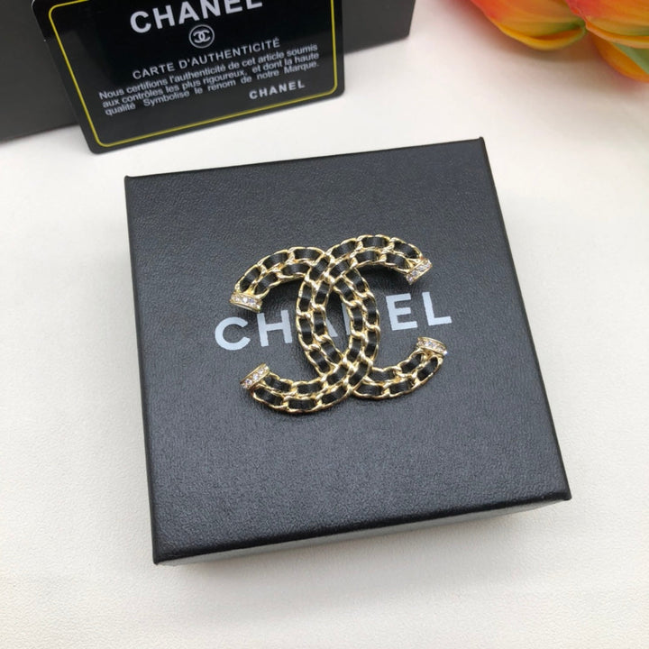 Luxury CC Leather Brooch