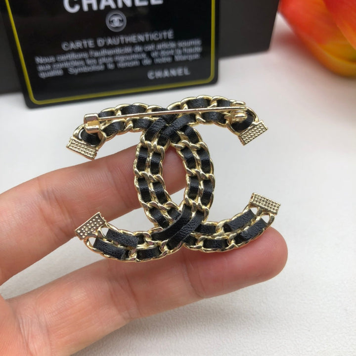 Luxury CC Leather Brooch