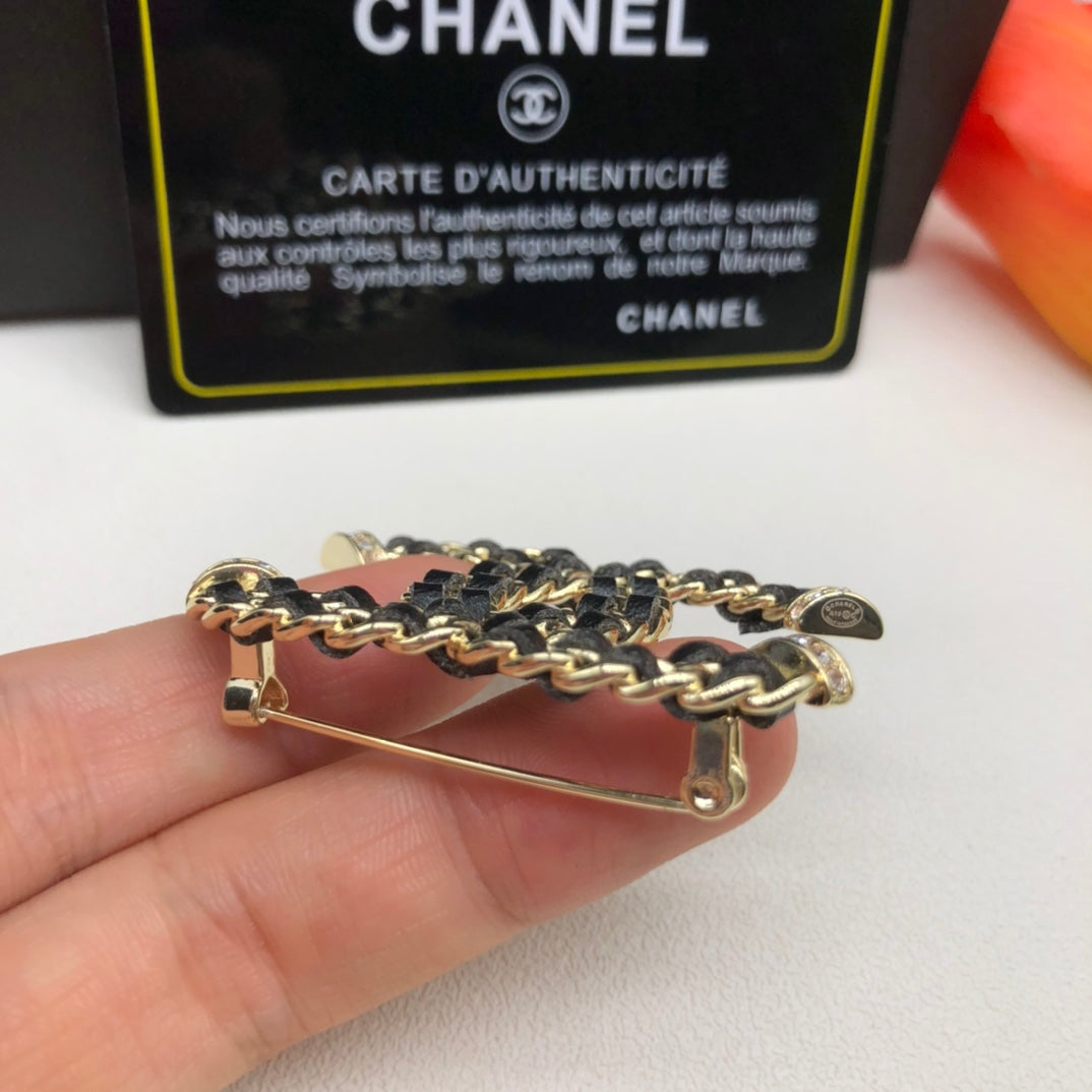 Luxury CC Leather Brooch