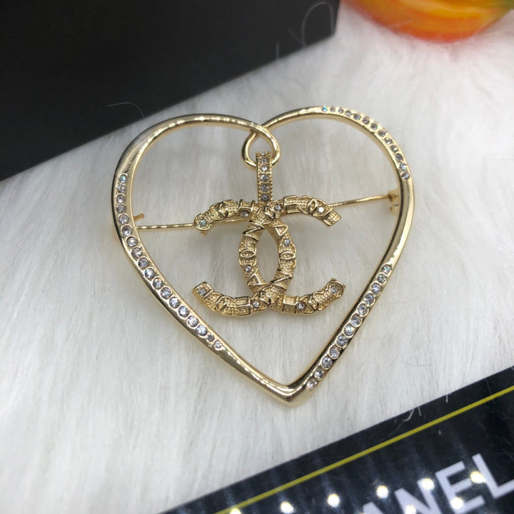 Luxury CC Large Heart Brooch