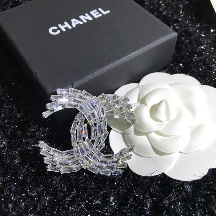 Luxury CC Colorful Diamonds Combination Brooch