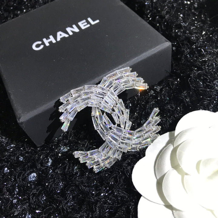 Luxury CC Colorful Diamonds Combination Brooch