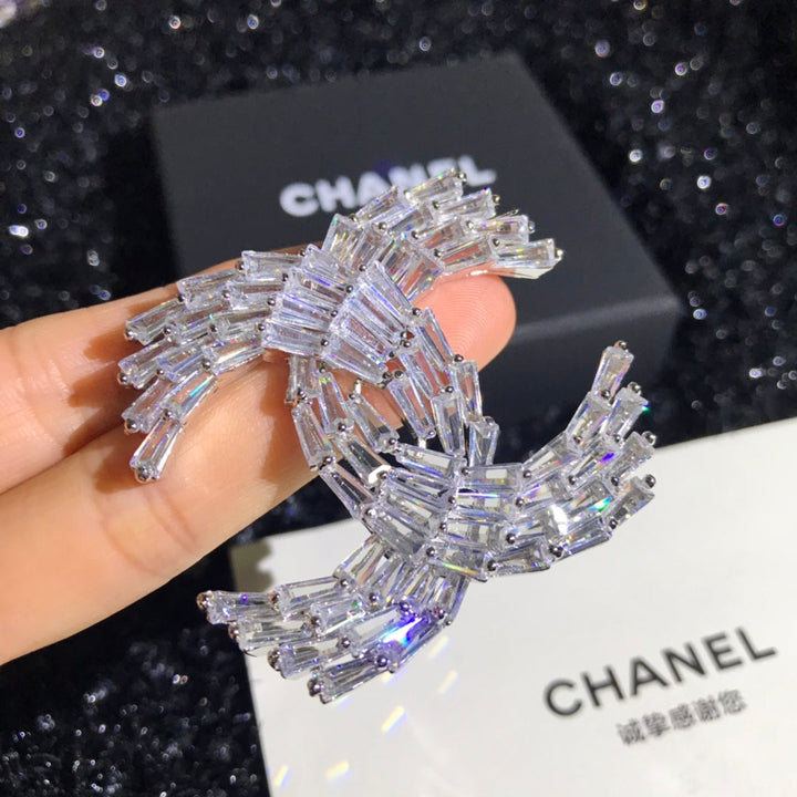 Luxury CC Colorful Diamonds Combination Brooch