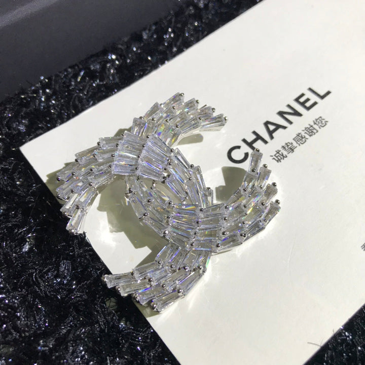 Luxury CC Colorful Diamonds Combination Brooch