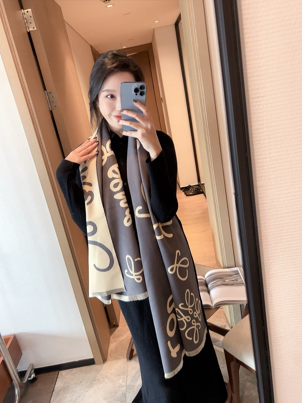 new letter graffiti fall and winter scarf