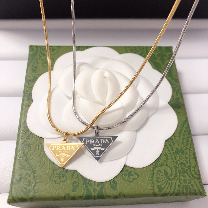 2 Color Triangle Label Necklace