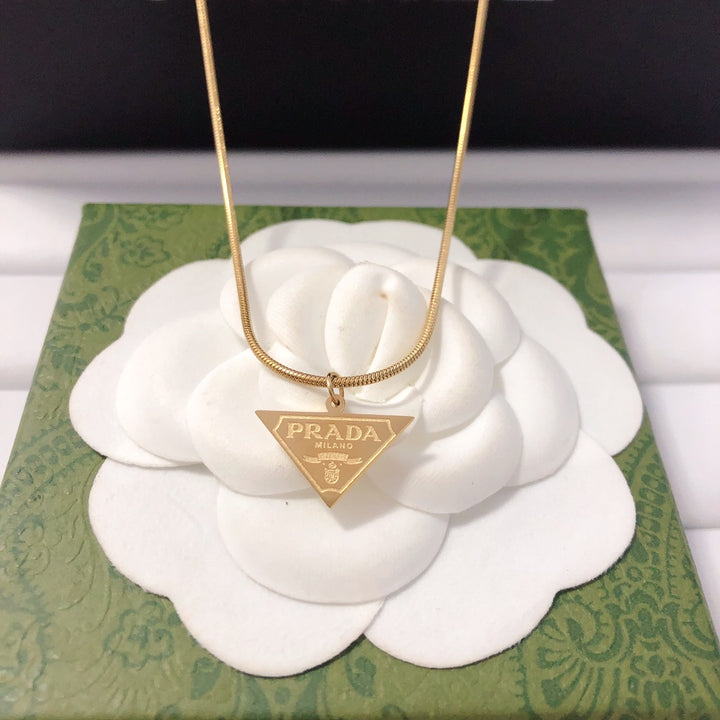 2 Color Triangle Label Necklace