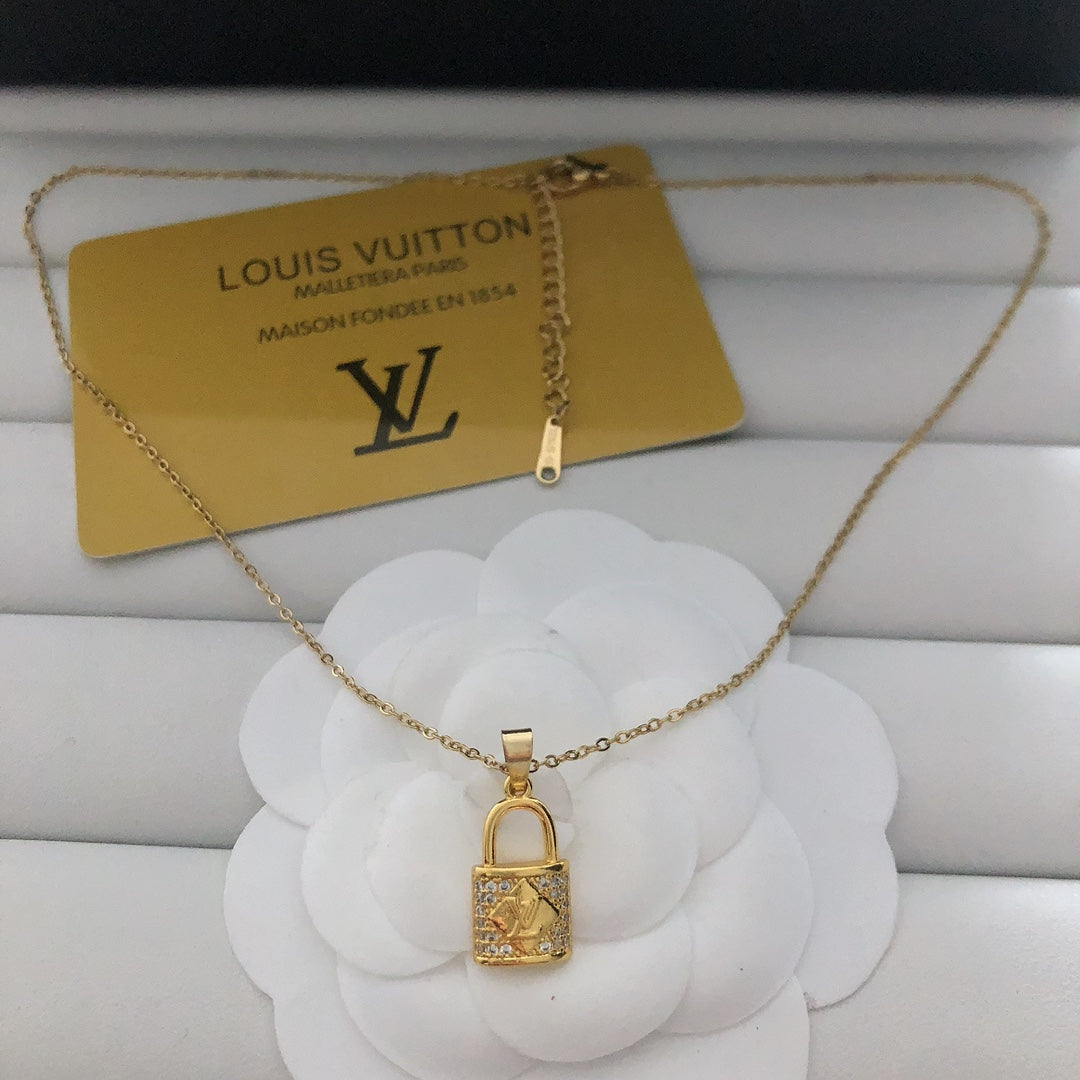 Gold Tone Diamond Heart Necklace