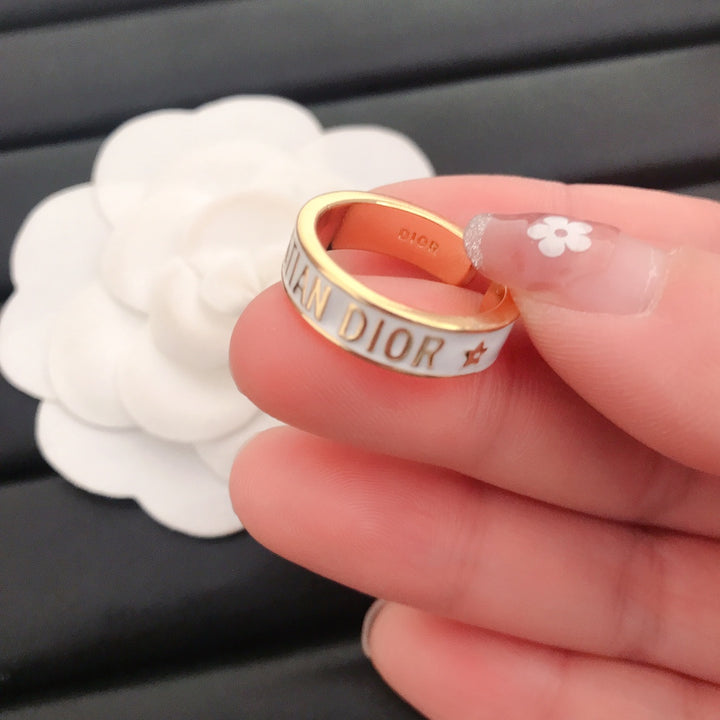 Monogrammed Pearl White Ring