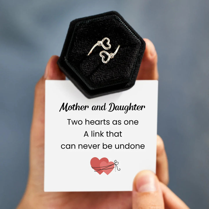 MOTHER AND DAUGHTER DOUBLE HEART RING