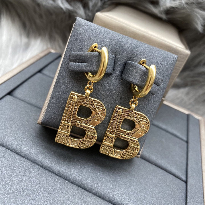 Elegant Letter Pendant Earrings