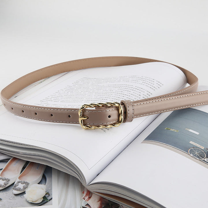 3 Colors retro twist square buckle belt belt