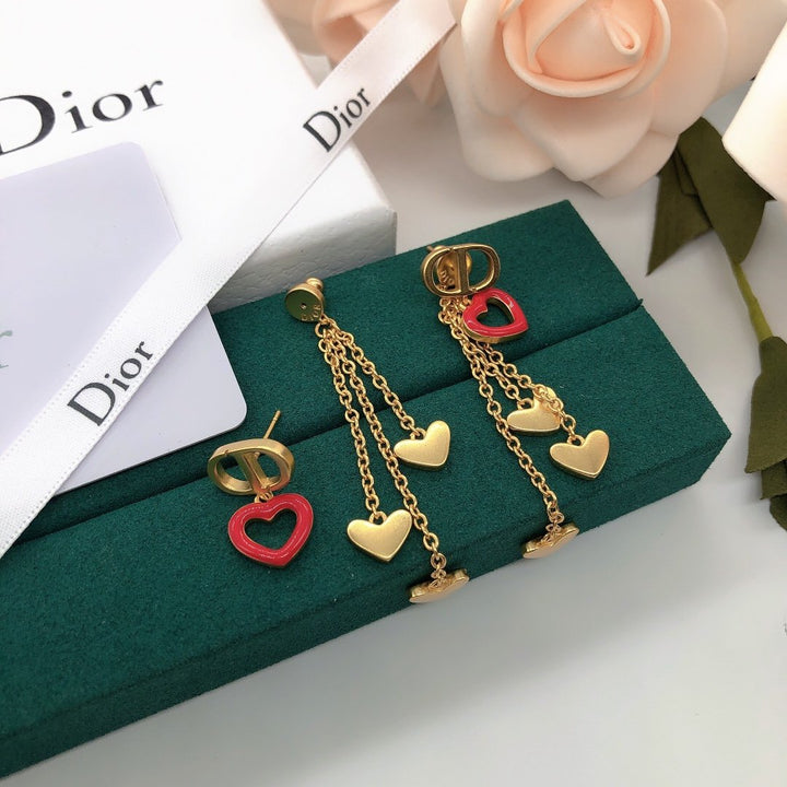 Fashion love long gold earrings