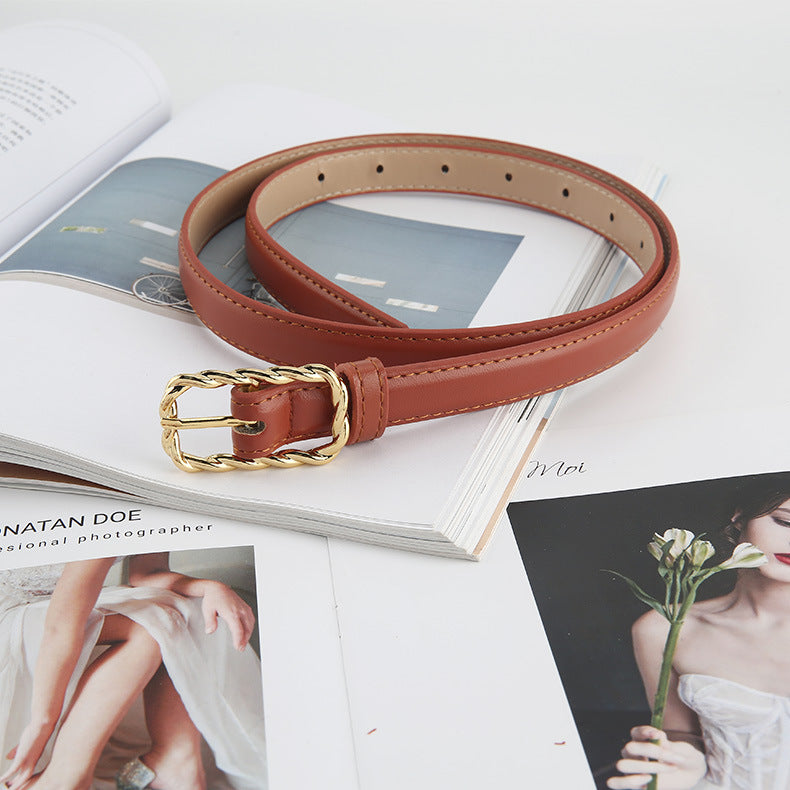 3 Colors retro twist square buckle belt belt