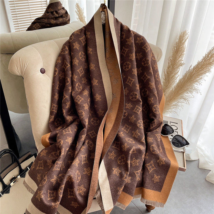 Four-leaf clover double-sided long cashmere scarf