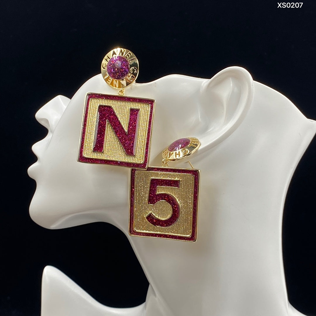 Fashion Square Alphabet Pendant Earrings