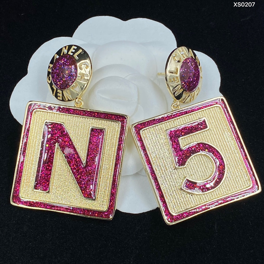 Fashion Square Alphabet Pendant Earrings