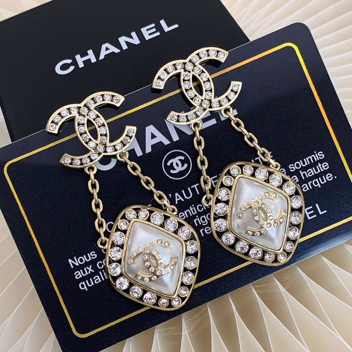 Fashion Rhinestone Pendant Stud Earrings