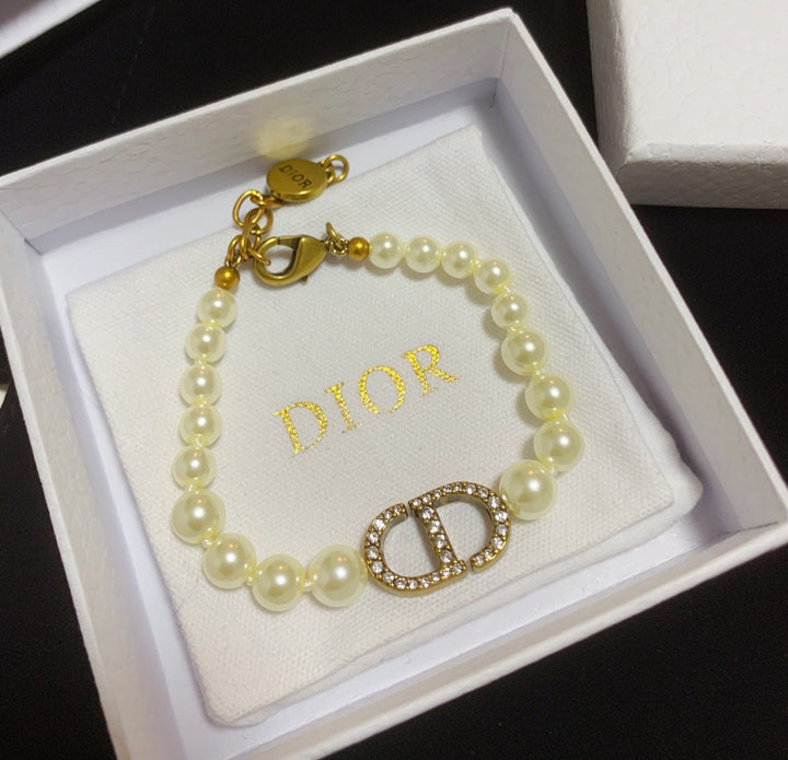 Classic CD Pearl Rhinestone Bracelet