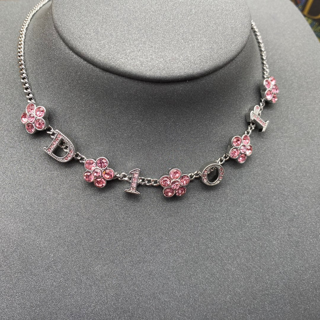 Pink flower necklace