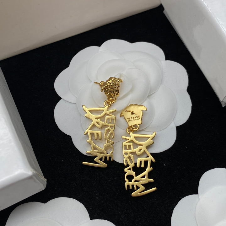 Golden Maze Alphabet Stud Earrings