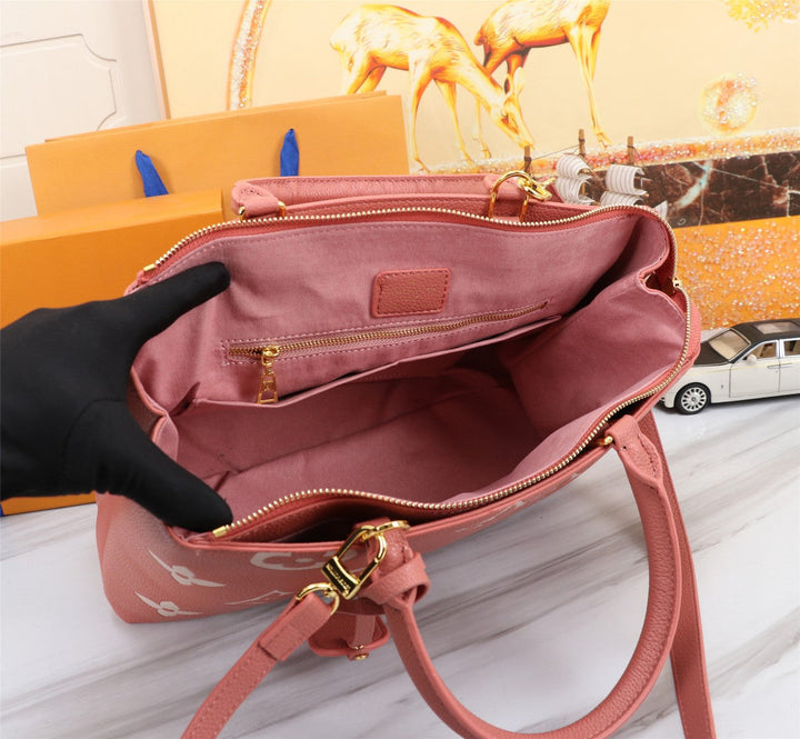 Romantic Pink Soft Grained Leather Tote Bag