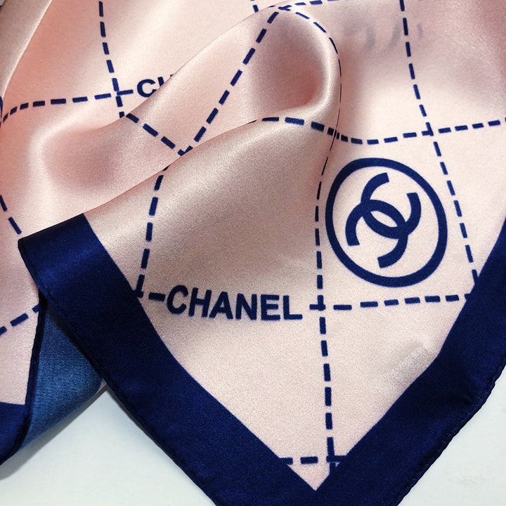 Double C square striped silk scarf