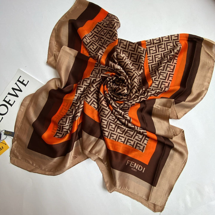 Fashion FF square element printed silk scarf