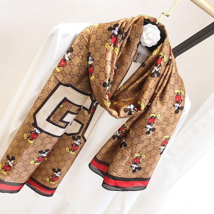 Fashion GG Mickey Mouse printed silk scarf