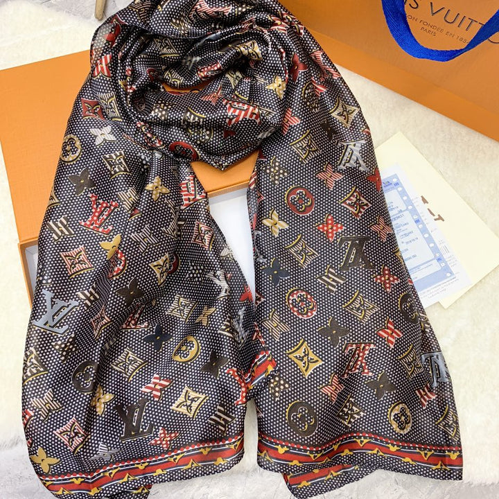 New Letter Printed Long Silk Scarf