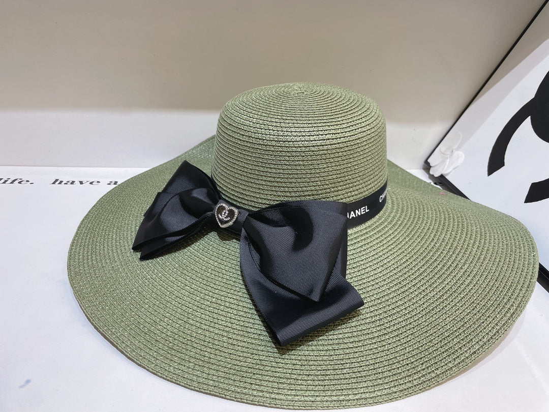 13 color bow knot big brim hat