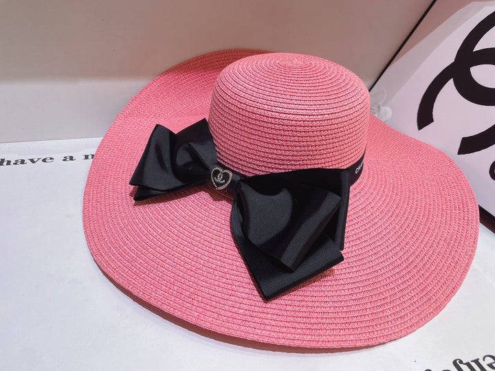 13 color bow knot big brim hat