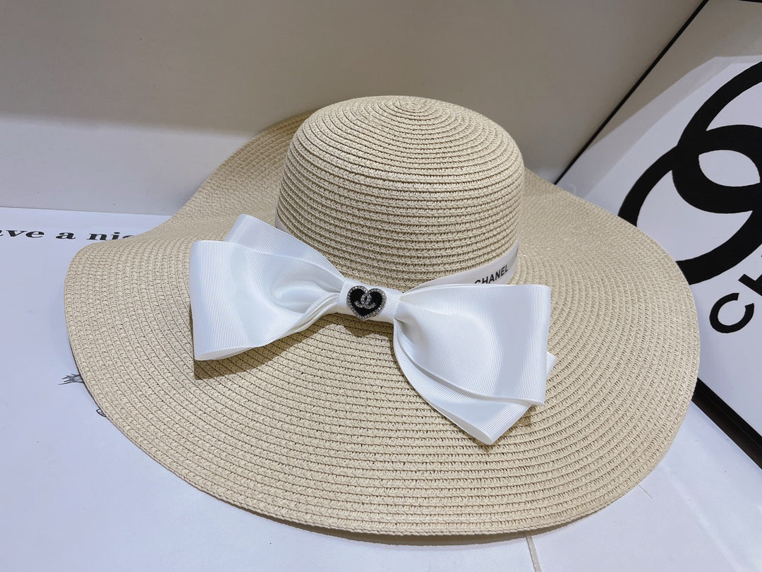 13 colors white bow big brim hat