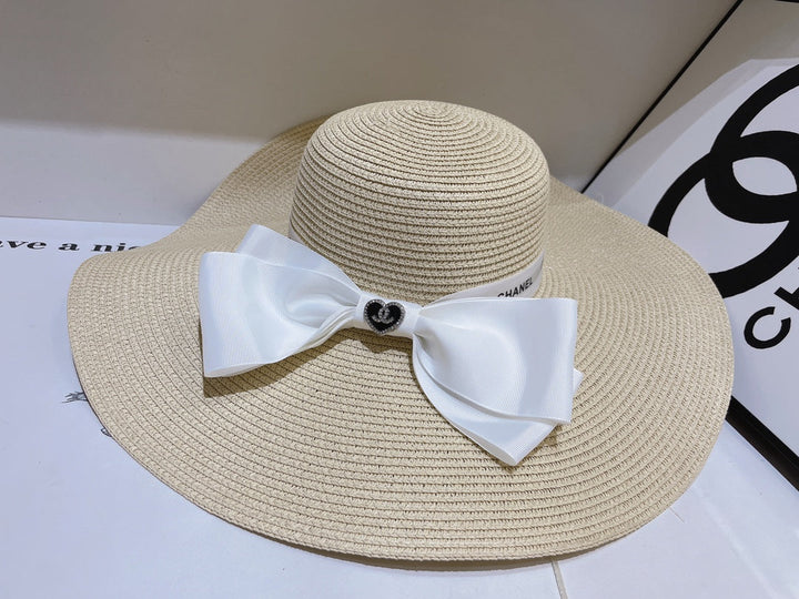 13 colors white bow big brim hat