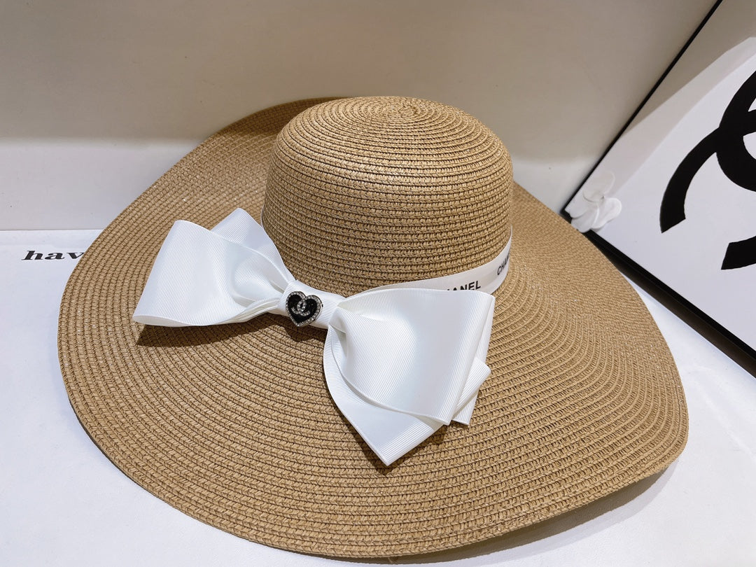 13 colors white bow big brim hat