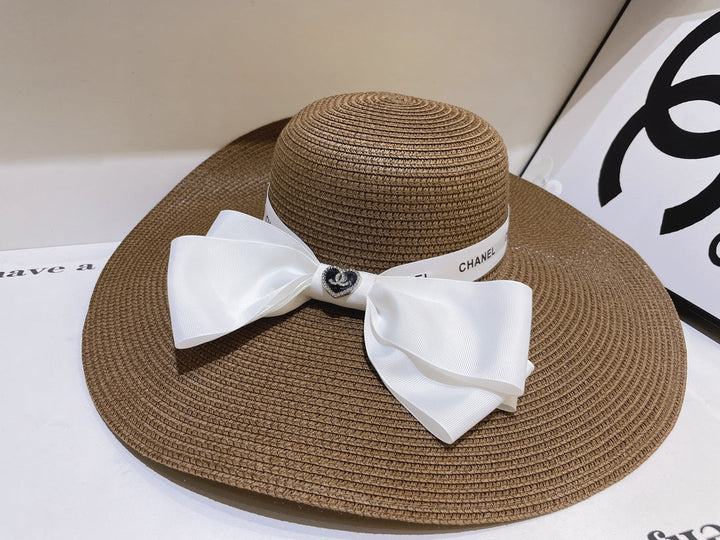 13 colors white bow big brim hat