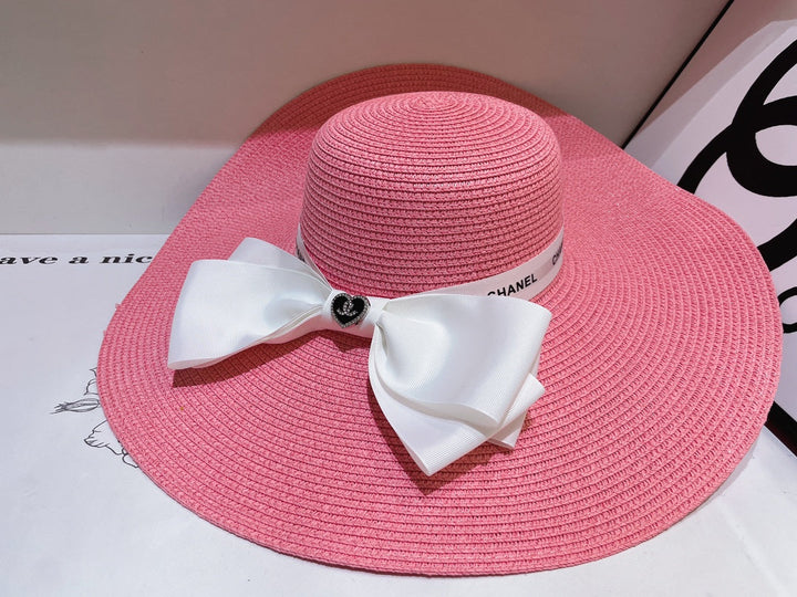 13 colors white bow big brim hat