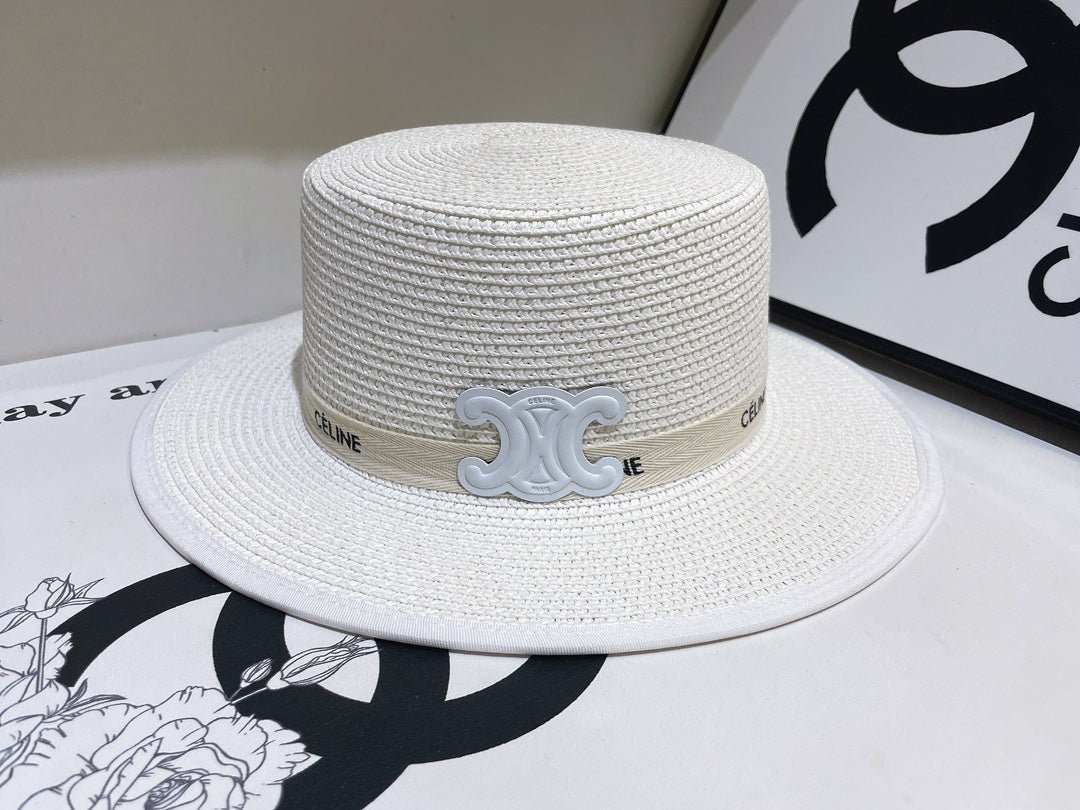 4-color white exclusive logo flat top hat