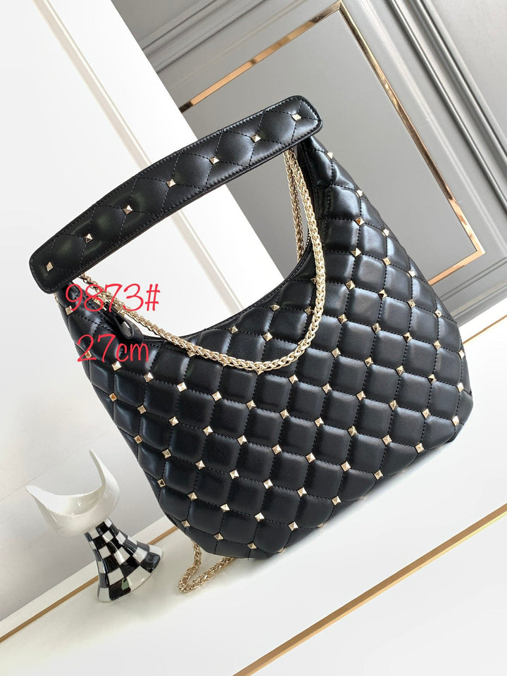 Black Studded Sheepskin Handbag M9873