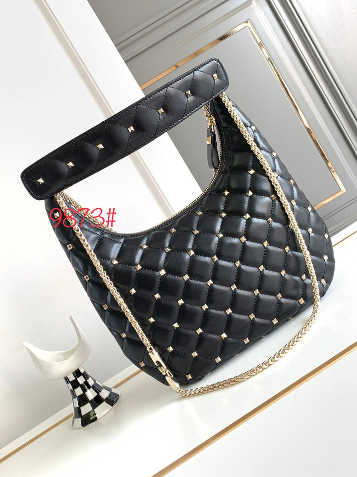 Black Studded Sheepskin Handbag M9873