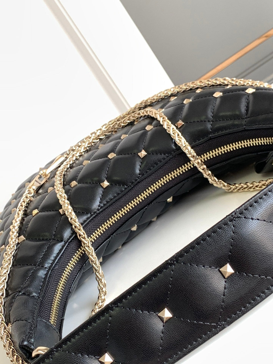 Black Studded Sheepskin Handbag M9873