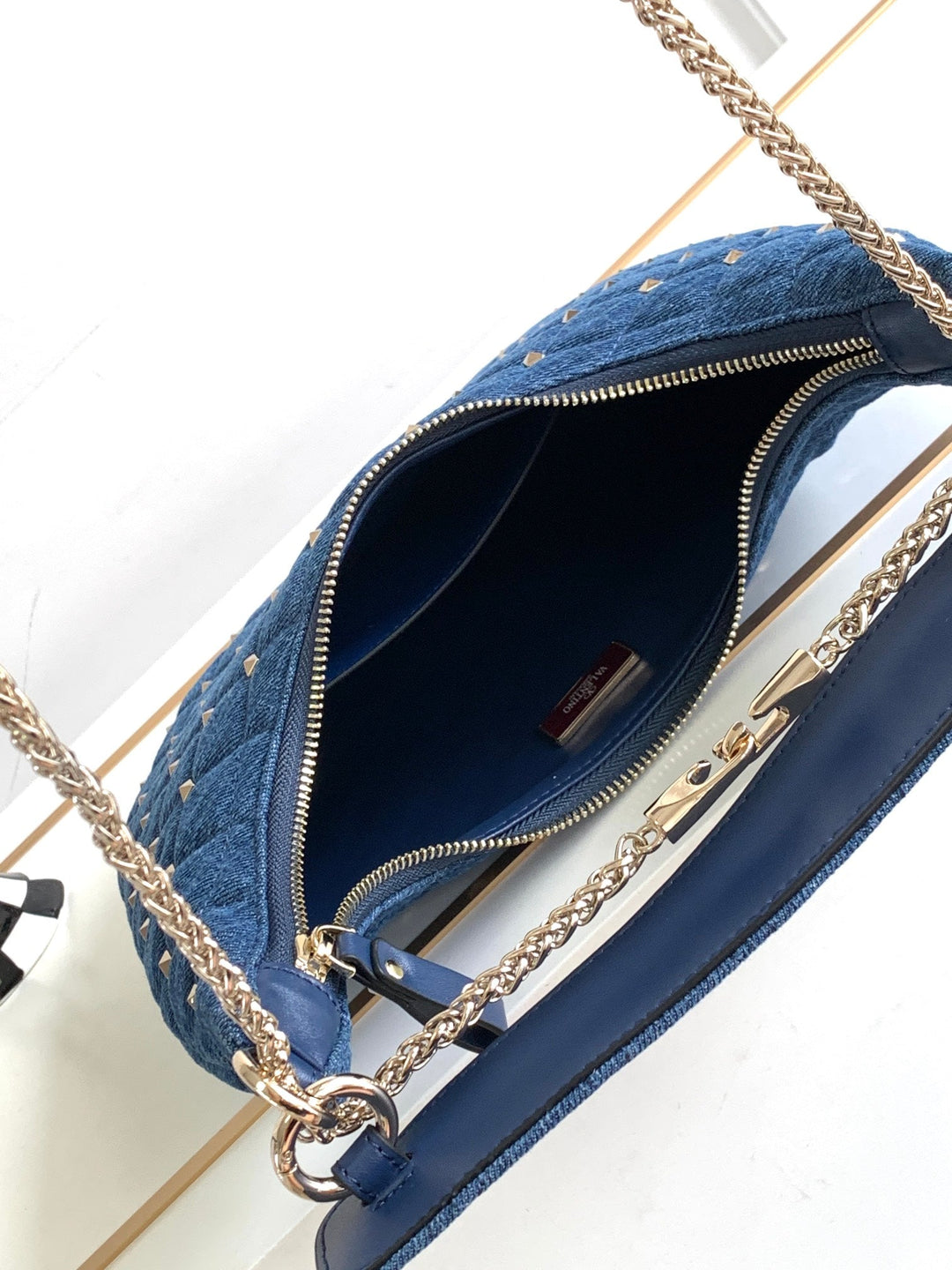 Blue Studded Sheepskin Handbag M9873