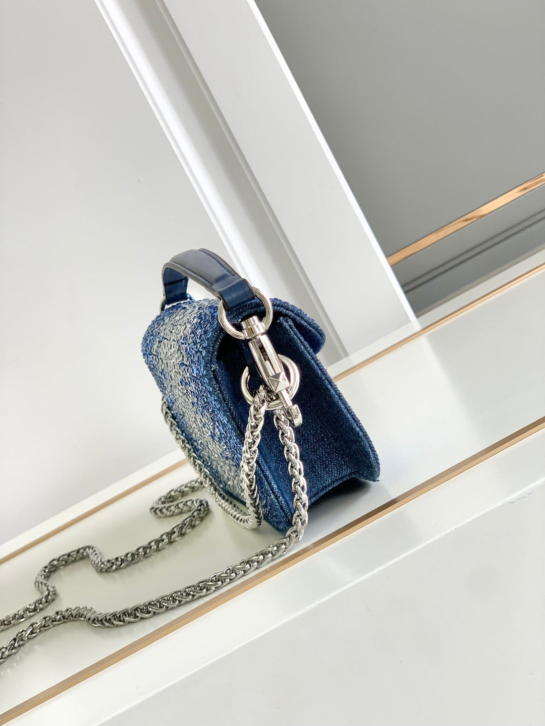 Small Denim Crystal Handbag