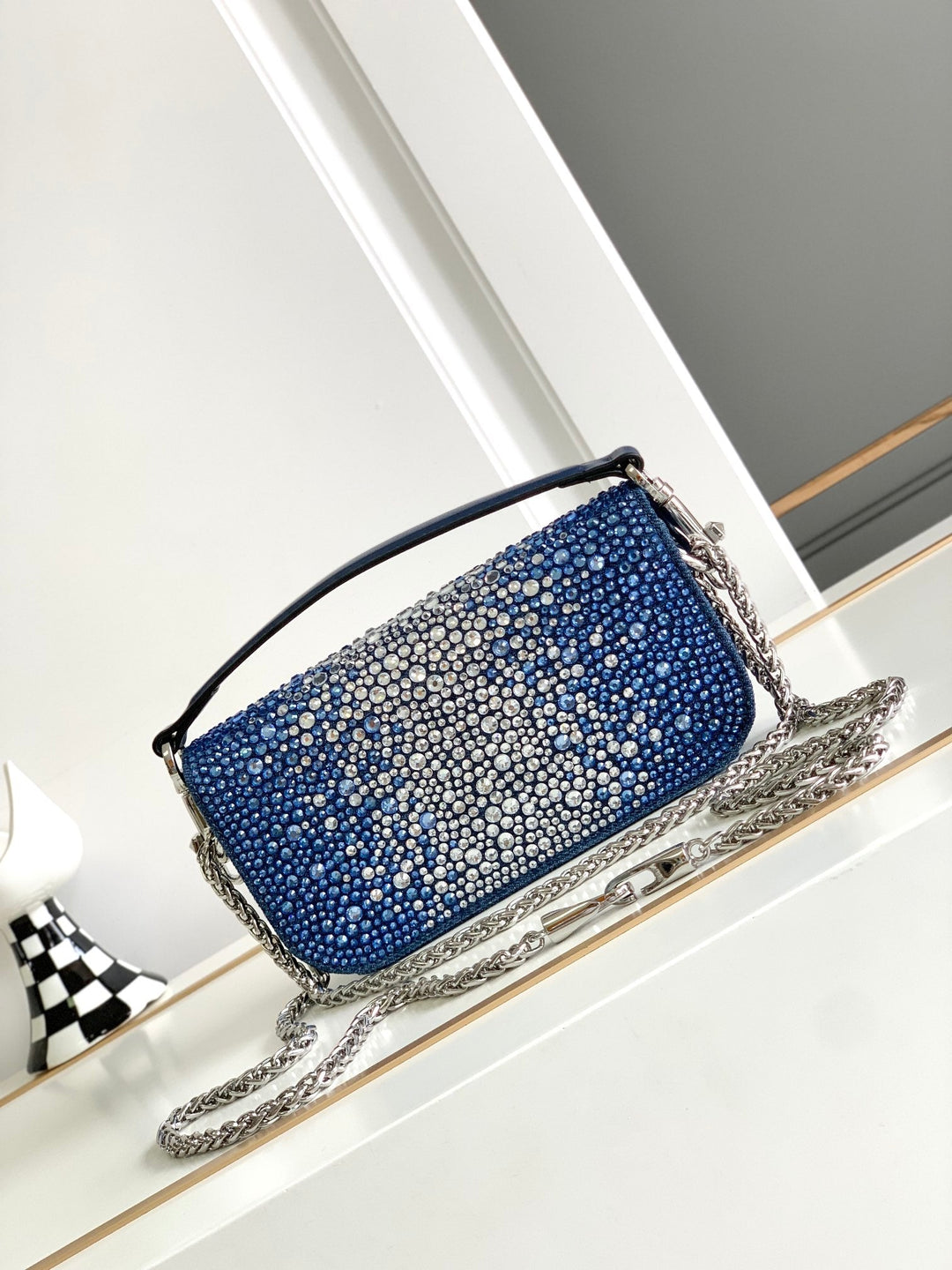 Small Denim Crystal Handbag