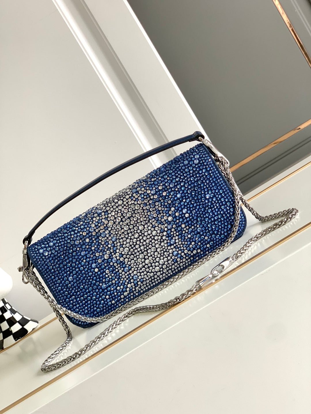 Medium Denim Crystal Handbag