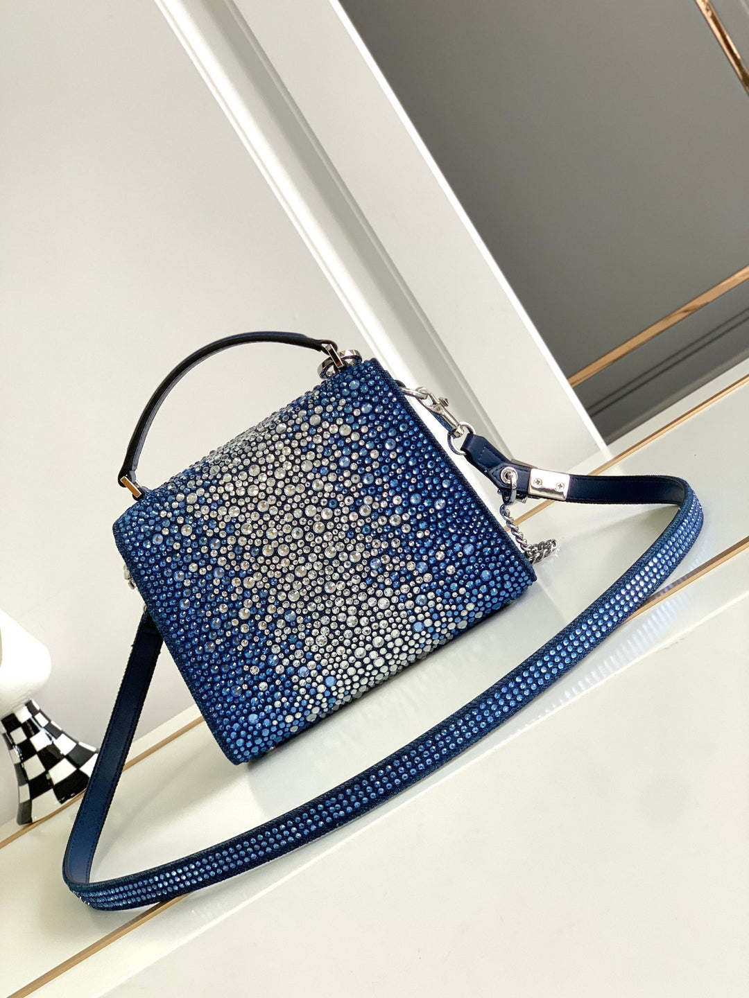 Denim Crystal Handbag M9856